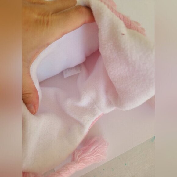 Kids Girls Pink Unicorn Fleece Fall Winter Hat and Glove Mitten Set - Picture 5 of 6